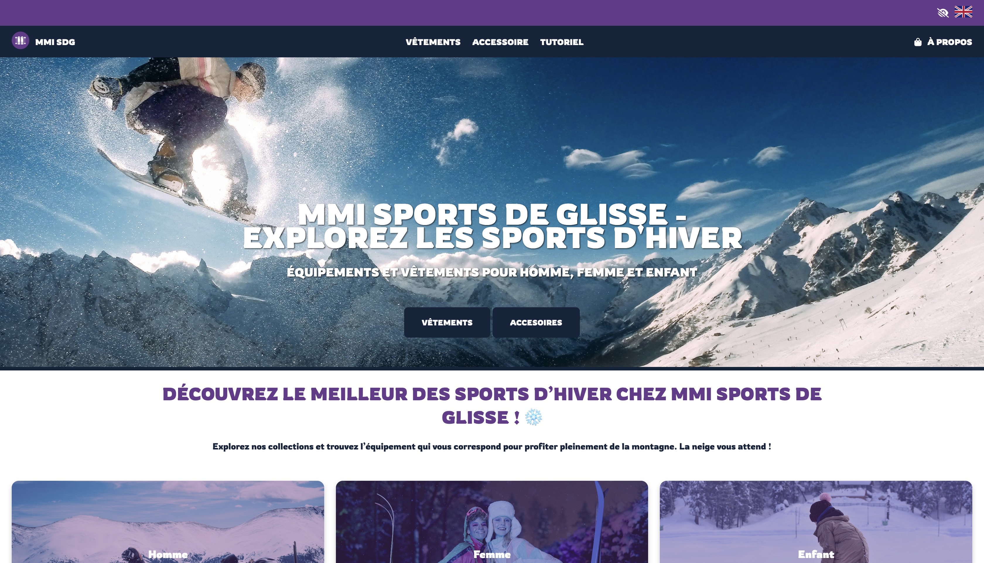 Image du projet : Site vitrine Sport hivernal